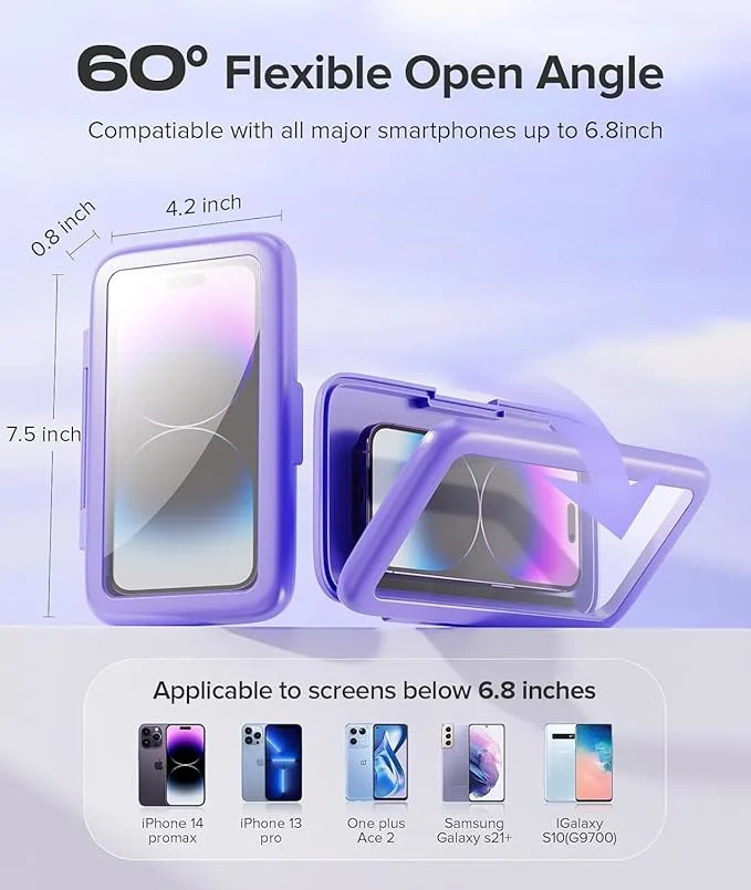 Waterproof Mobile Phone Holder with 60° Adjustable Angle – Wall Mount Touch-Friendly Case for Bathroom, Kitchen & Home Use