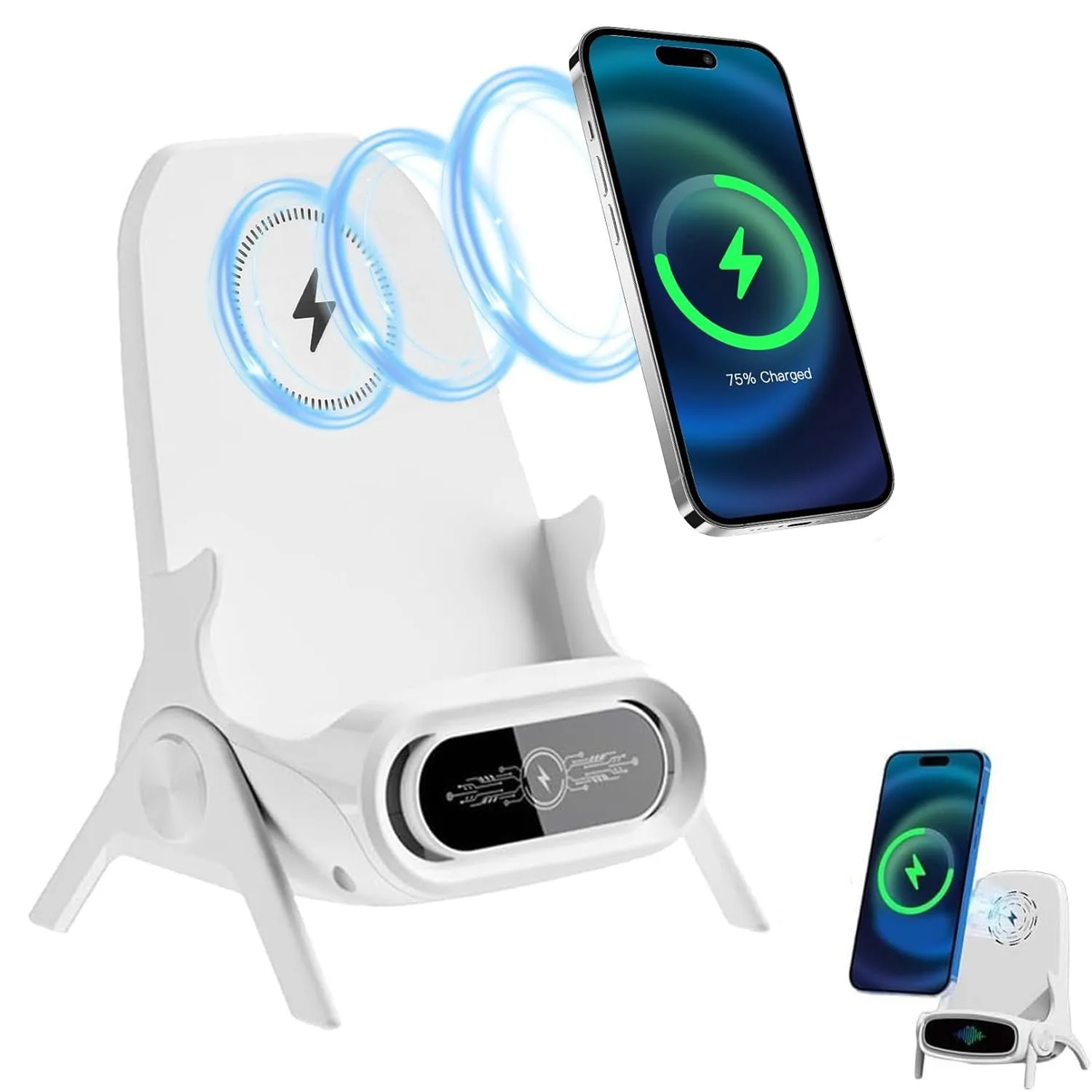 Fast Wireless Charging Stand with Stable Phone Holder for Desk & Bedside Use